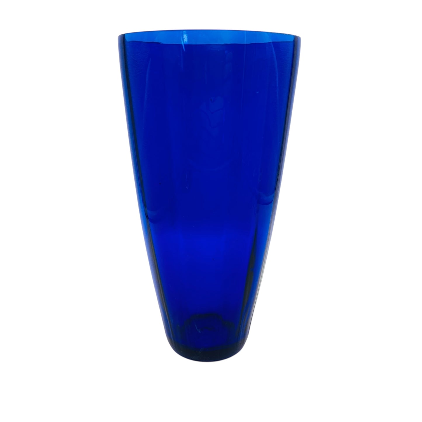 Blaue Glasvase im modernen Mid Century Design 60er 70er Jahre Glas Vase