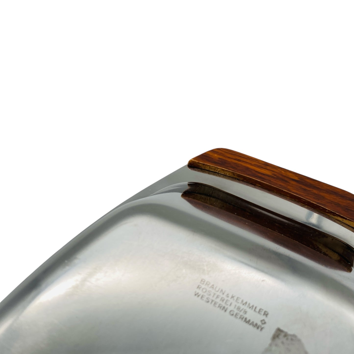Braun & Kemmler Schale Edelstahl Holz Obstschale 60er 70er Jahre Haushalt Küche