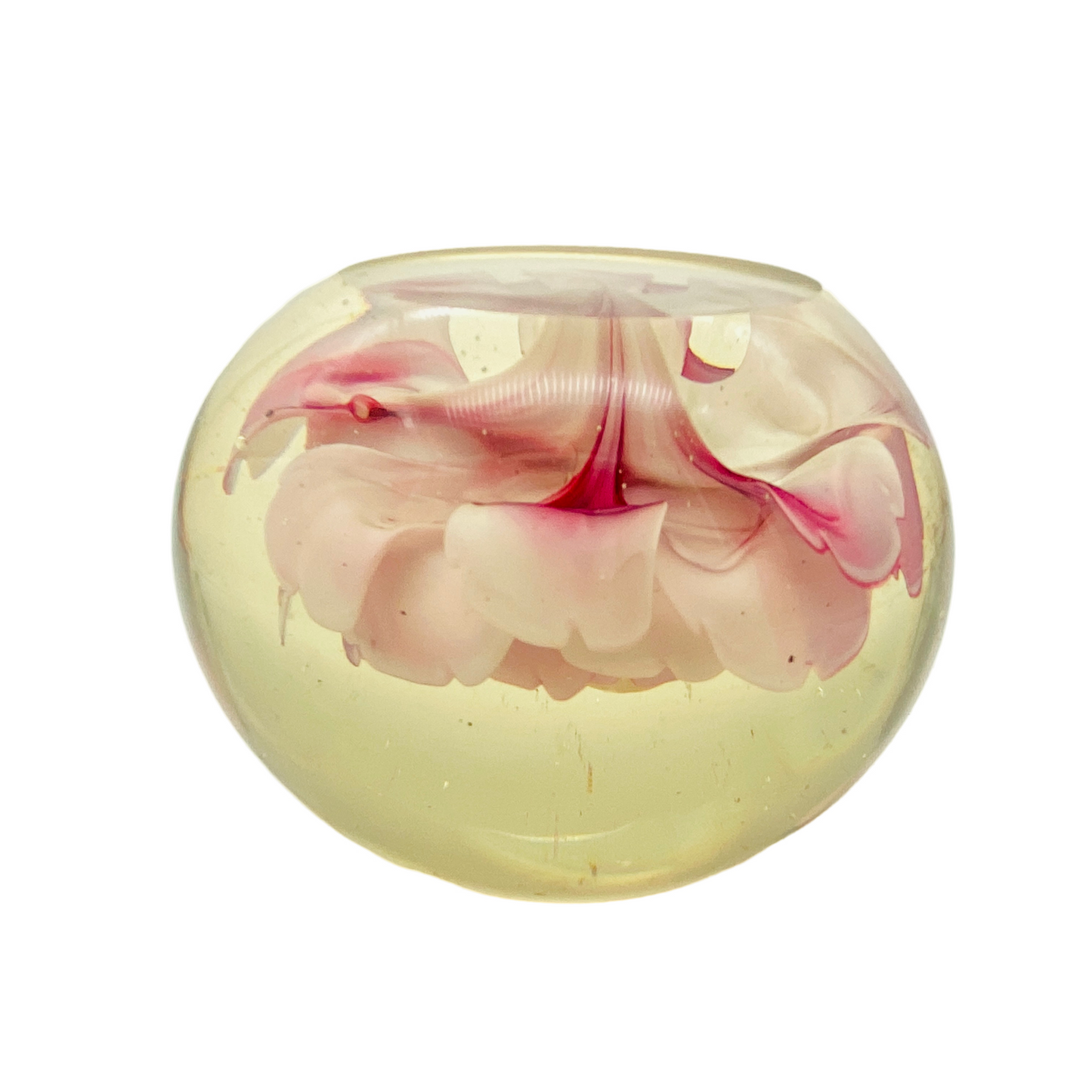 Briefbeschwerer Paperweight Rose Glas Dekoration Vintage rosa