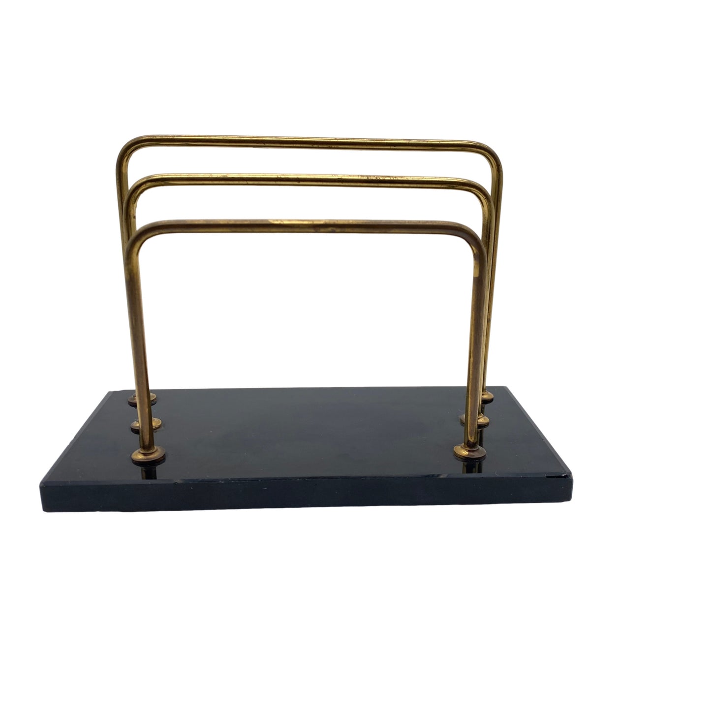 Briefhalter Büro Organisation Glas schwarz Messing 40er 50er Jahre Mid Century