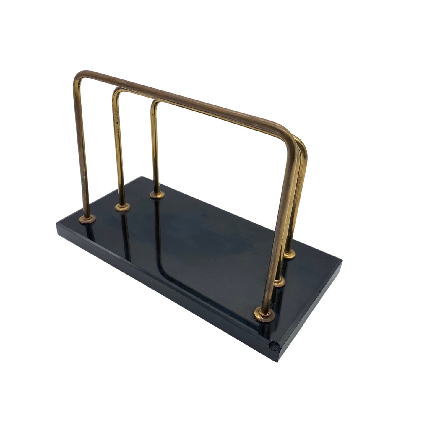 Briefhalter Büro Organisation Glas schwarz Messing 40er 50er Jahre Mid Century
