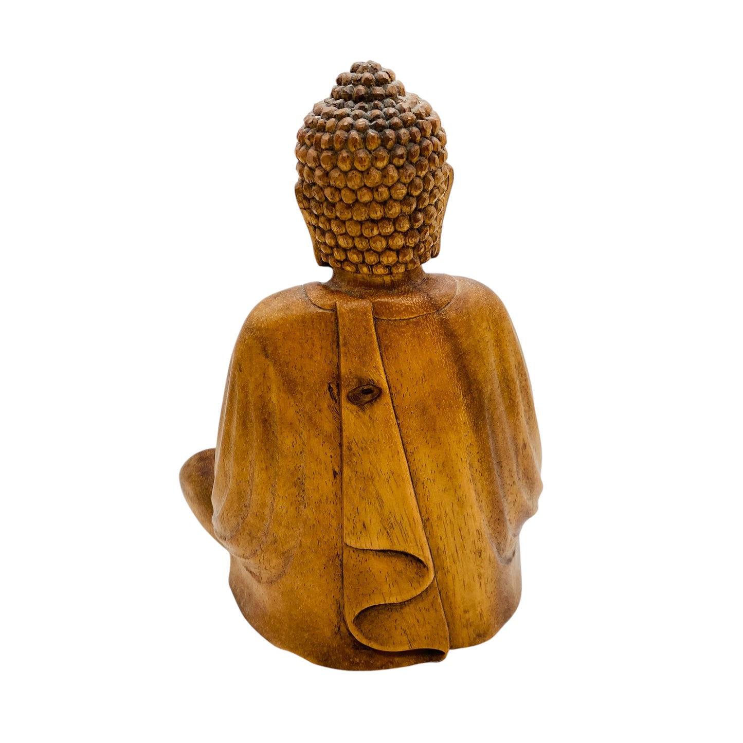 Buddha Figur braun Holz H 21,5 cm geschnitzt handgefertigt Vintage 70er Jahre