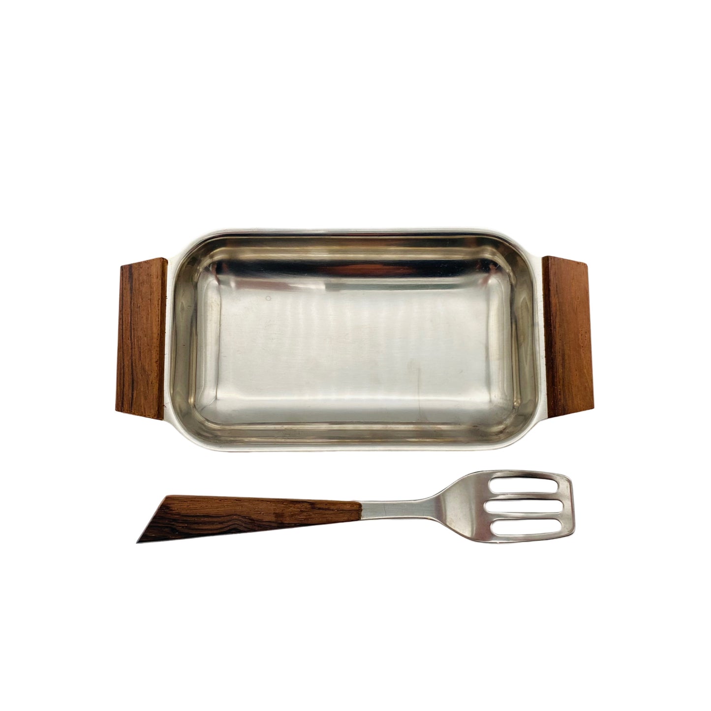 DENMARK Edelstahl Sardinen Schale mit Gabel Mid Century 60er Jahre - Mid Century Lounge