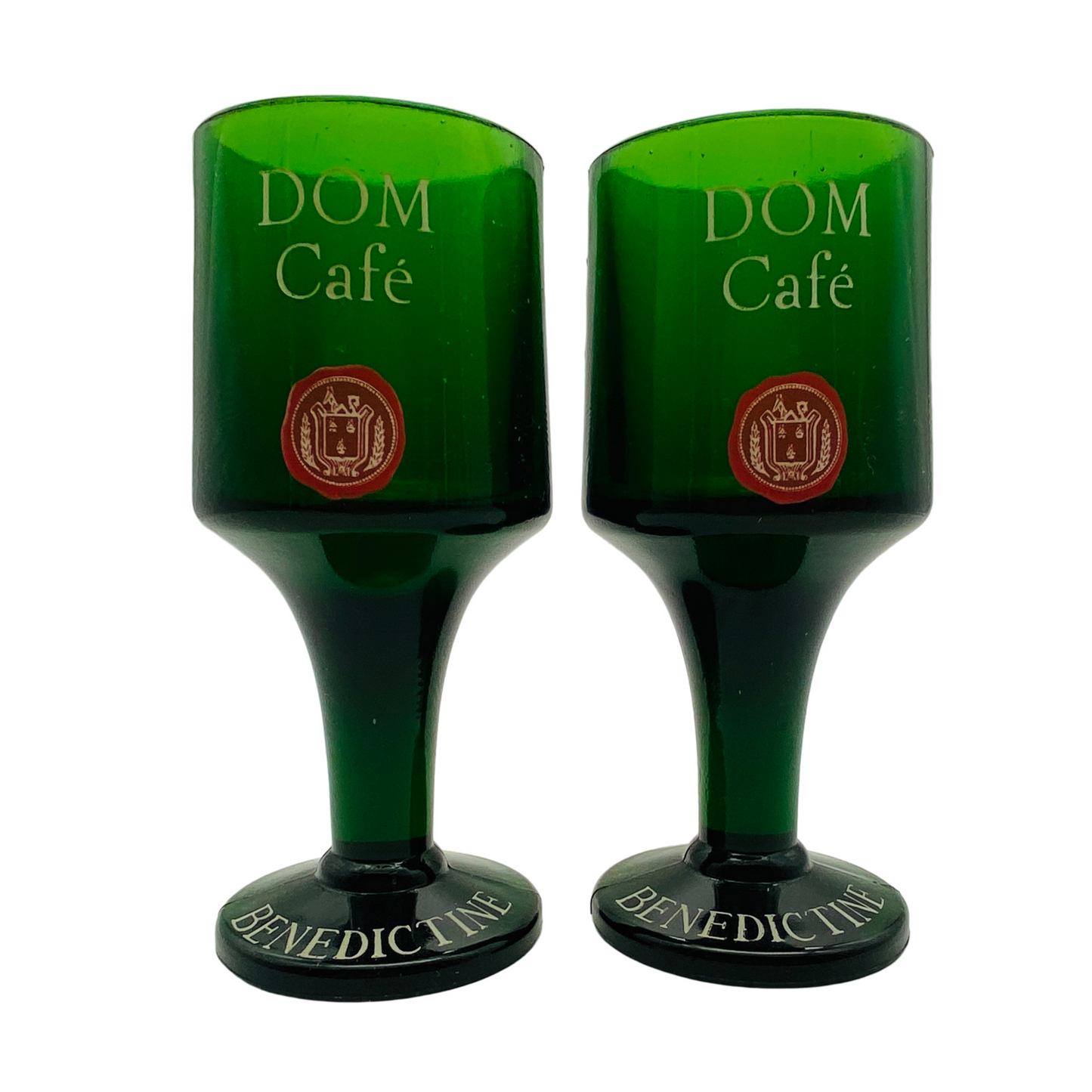 Dom Benedictine Gläser Set für Dom Cafe Likörgläser grün Vintage Glas