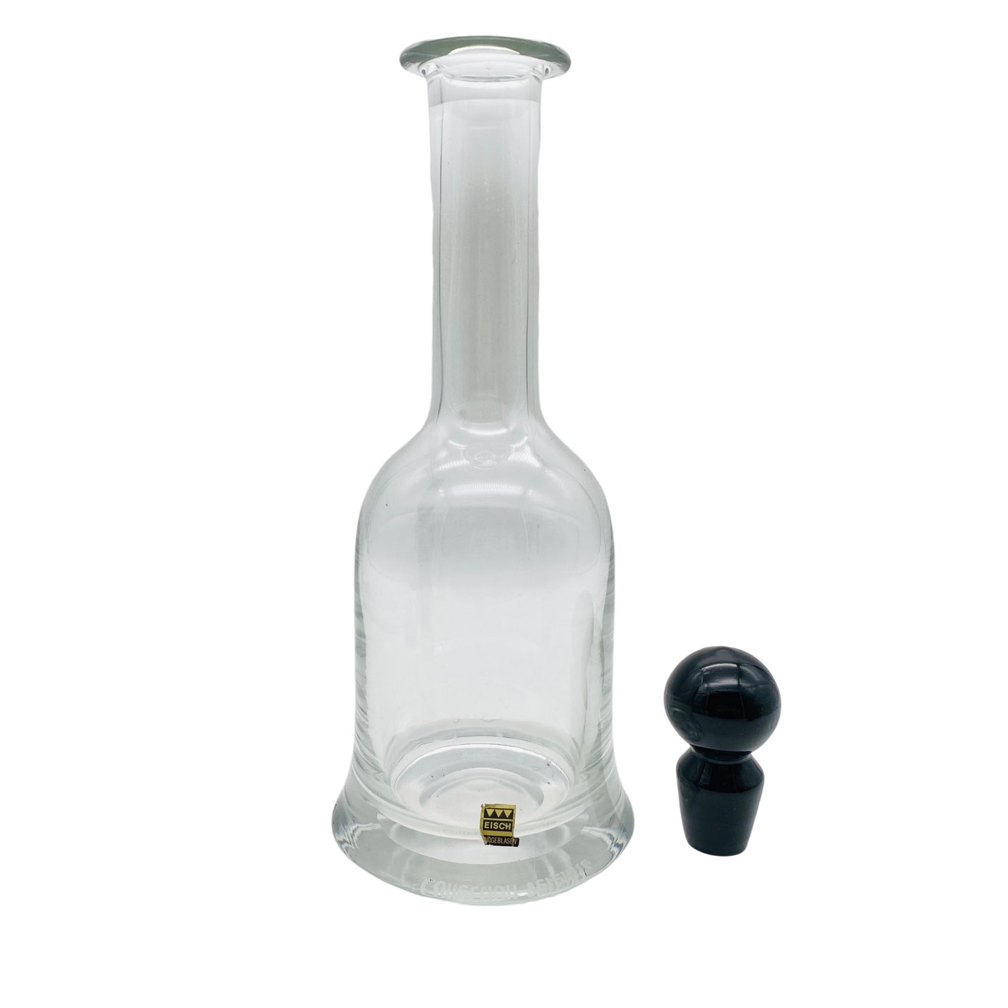 EISCH Karaffe Flasche mit Stopfen schwarz 70er 80er Vintage Glas