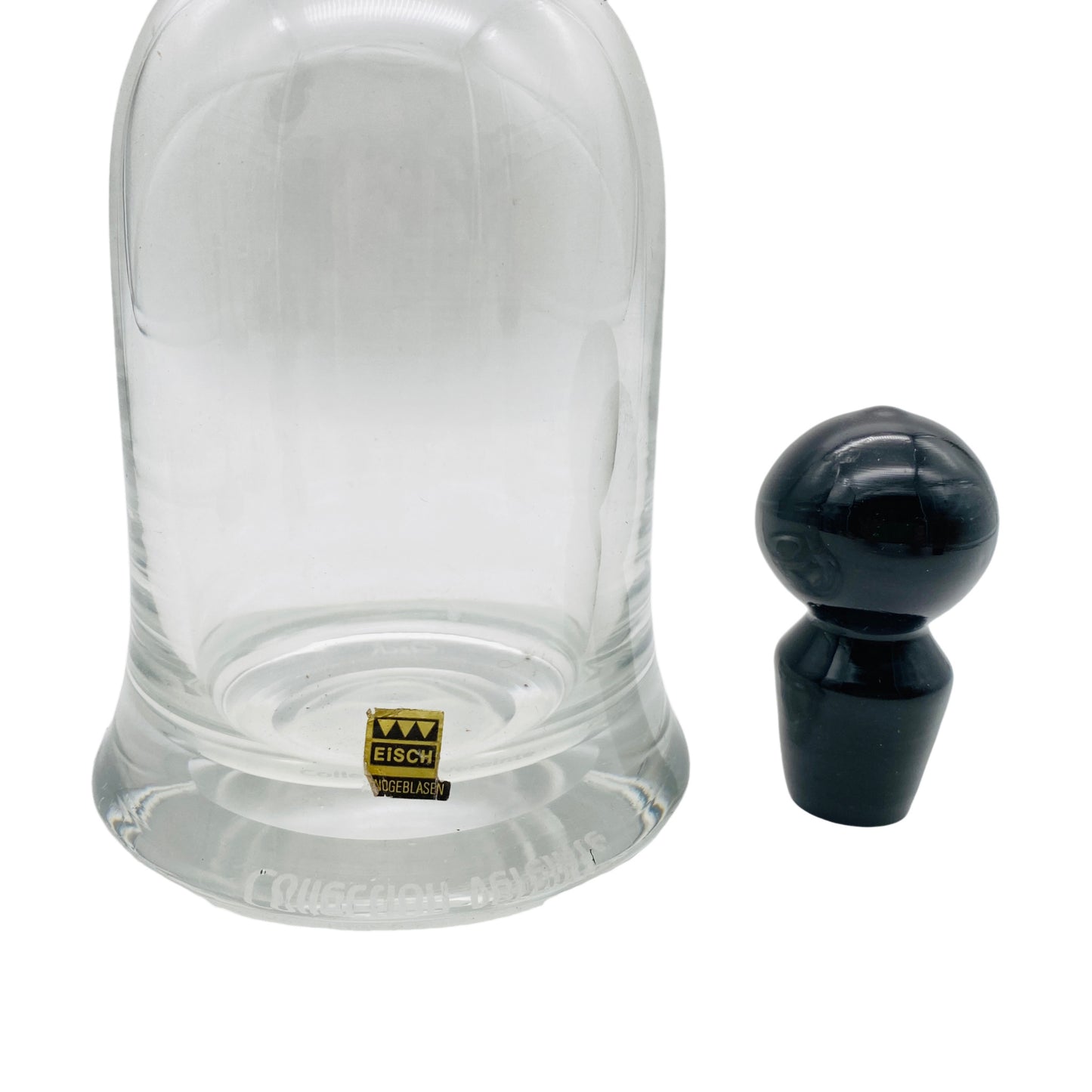 EISCH Karaffe Flasche mit Stopfen schwarz 70er 80er Vintage Glas