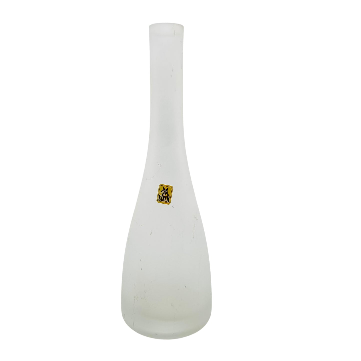 EISCH Vase (signiert) weiss transparent satiniert 70er Jahre Dekoration Glas