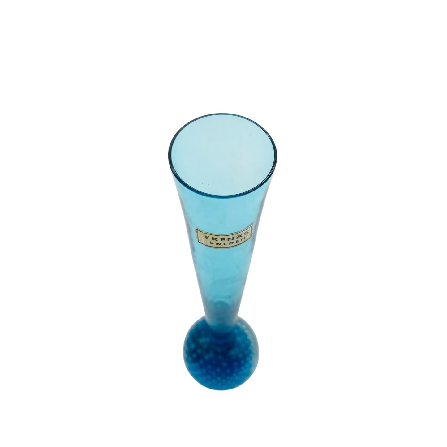 EKENÄS Vase blau Luftblasen Einschlüsse 60er 70er Jahre Glas Schweden