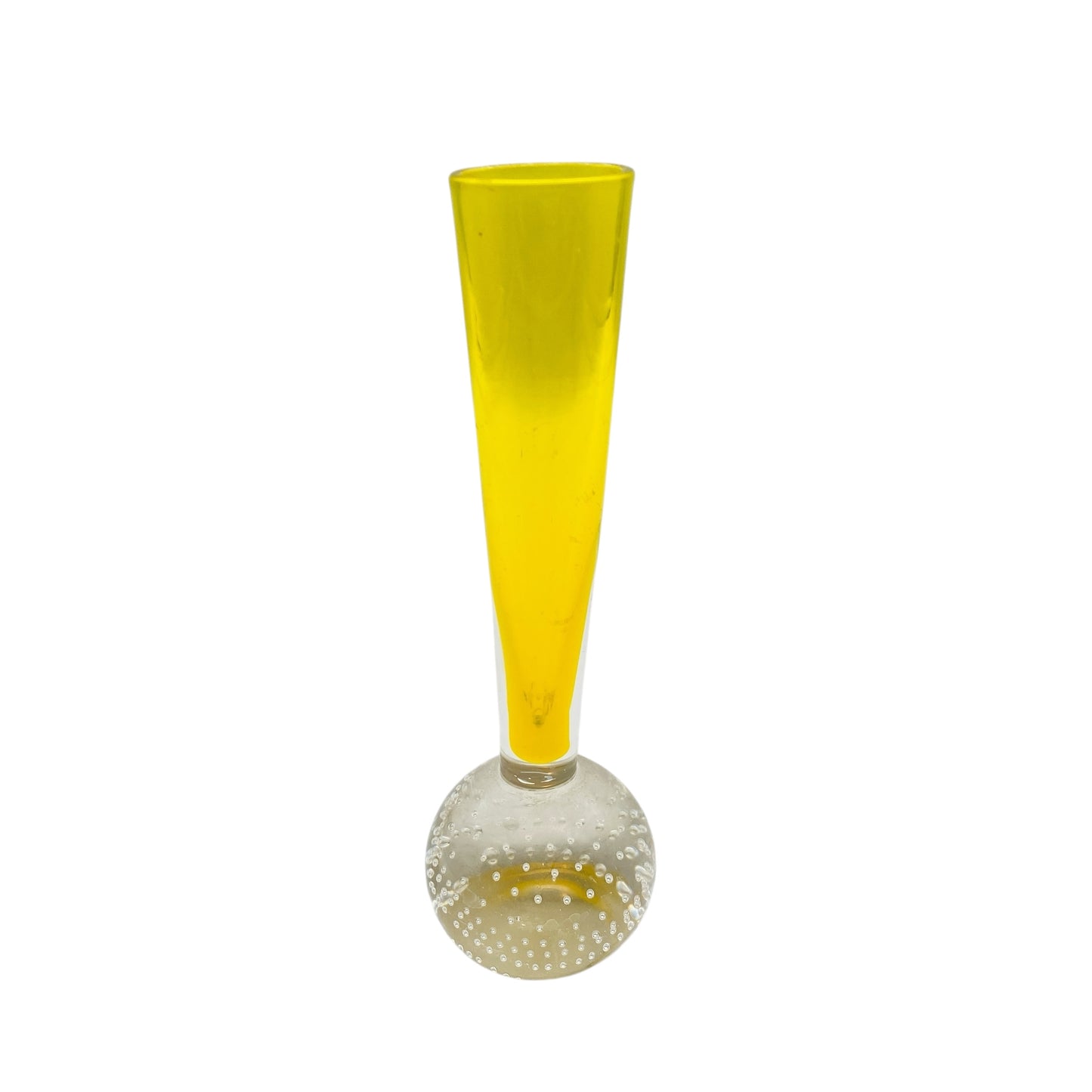 EKENÄS Vase gelb transparent Luftblasen Einschlüsse 60er 70er Jahre Glas Schweden