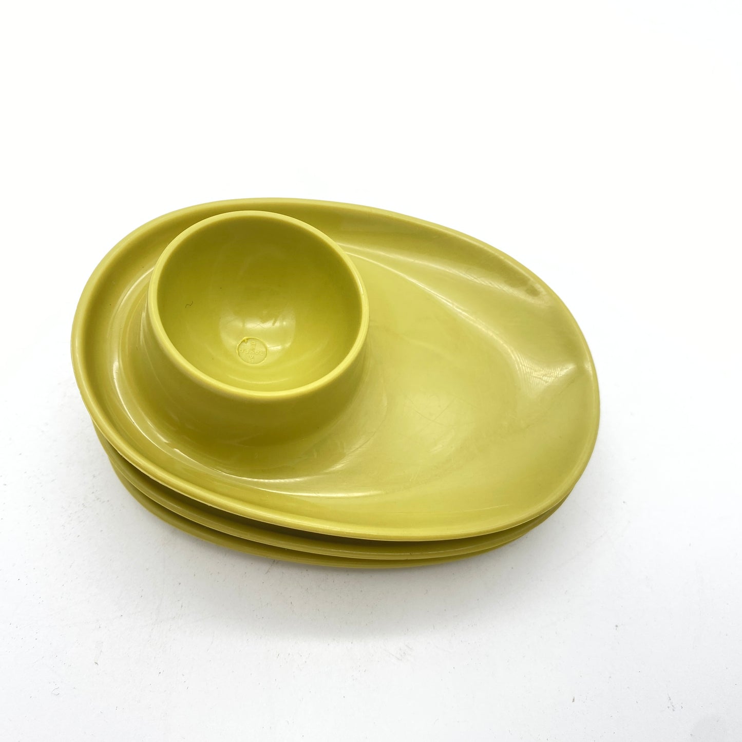 Eierbecher 3er Set grün Kunststoff 60er 70er Vintage