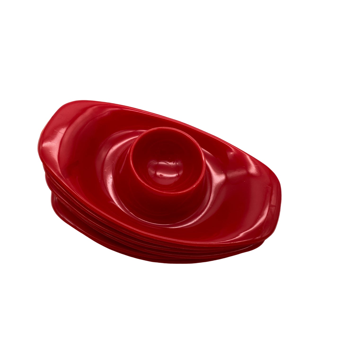 Eierbecher 6er Set rot Kunststoff 60er 70er Vintage