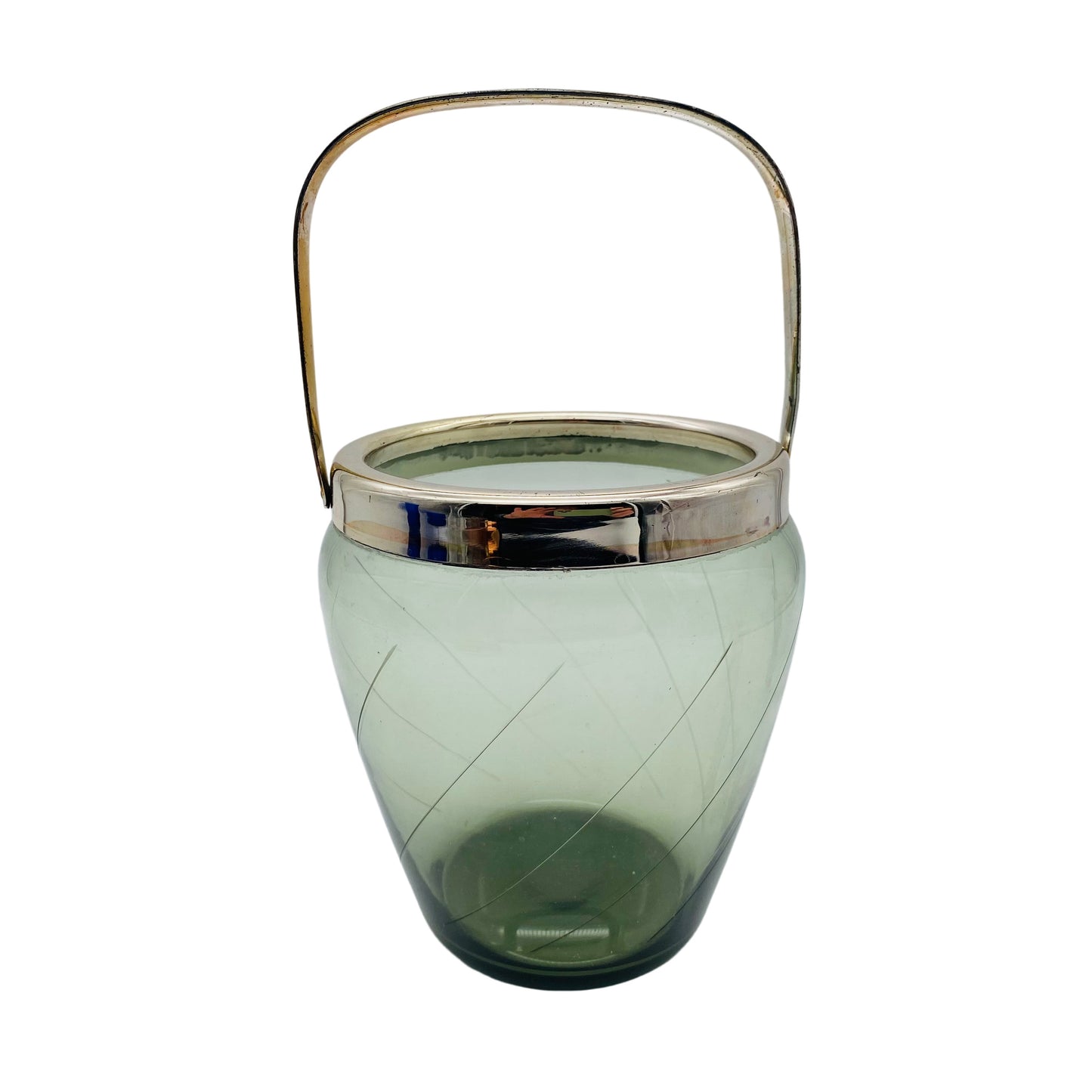 Eiseimer Mid Century Rauchglas Eiswürfelbehälter 50er 60er Jahre beschliffen