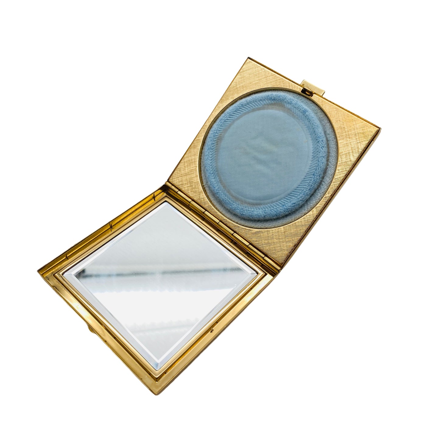 Emerich Puderdose Emaille Vintage mit Facetten SpiegelMid Century