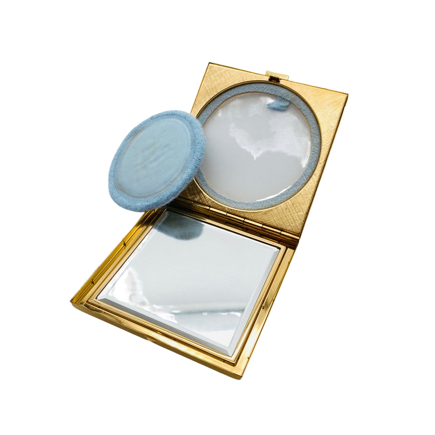 Emerich Puderdose Emaille Vintage mit Facetten SpiegelMid Century