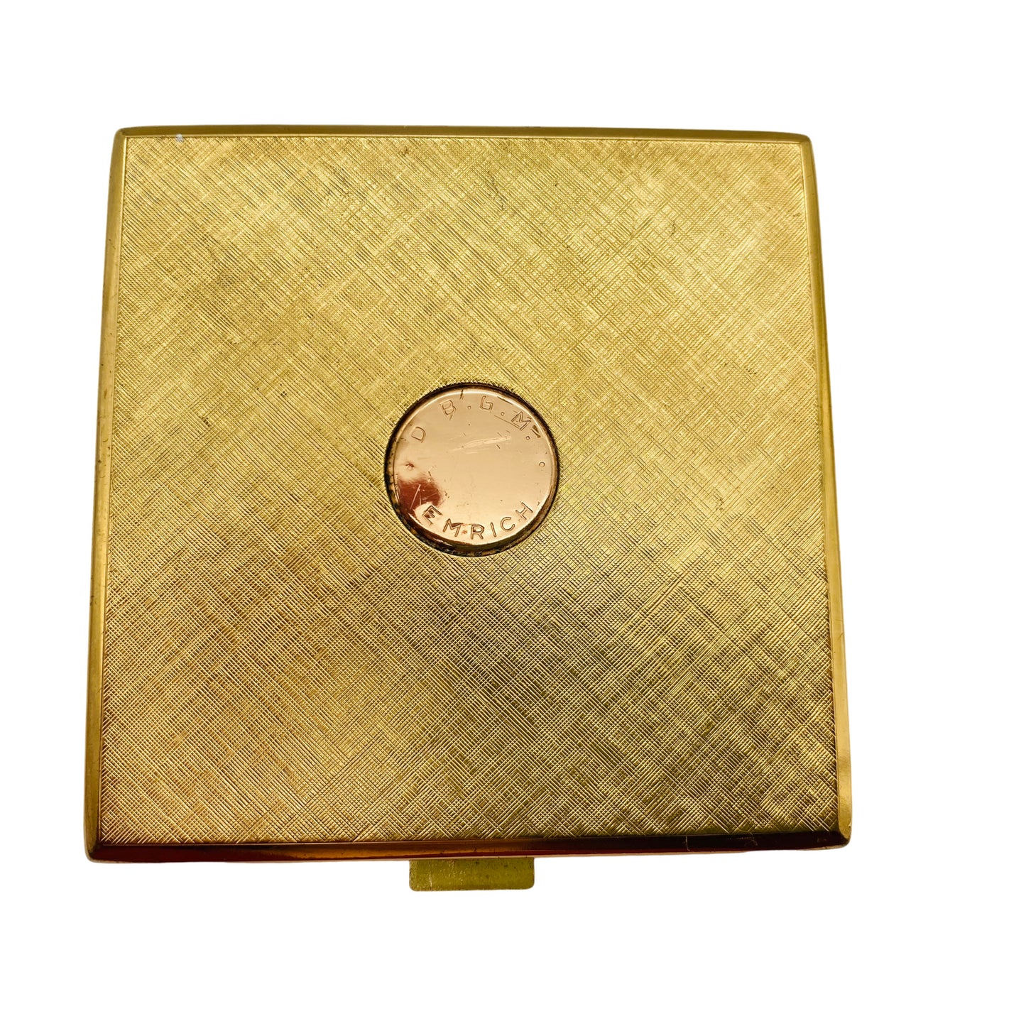 Emerich Puderdose Emaille Vintage mit Facetten SpiegelMid Century