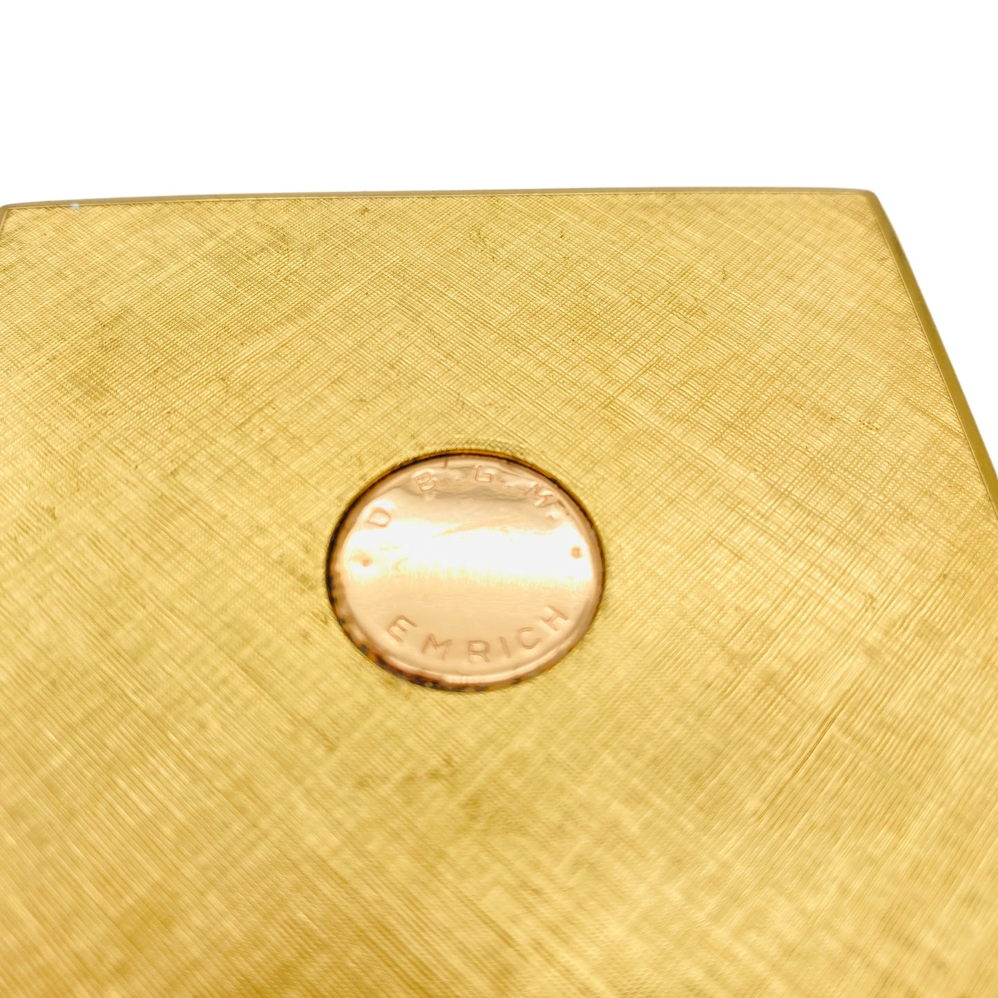 Emerich Puderdose Emaille Vintage mit Facetten SpiegelMid Century