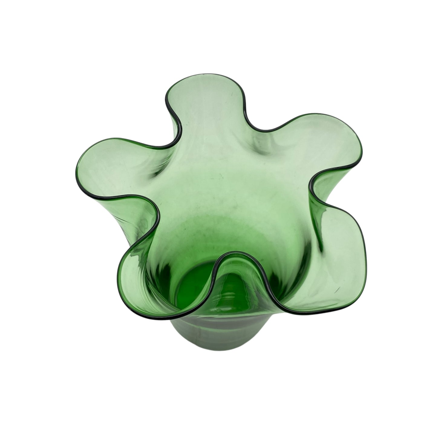 Vetro di Empoli Verde Vase Italien grün Taschentuch Dekor 1960er 1970er Jahre Mid Century