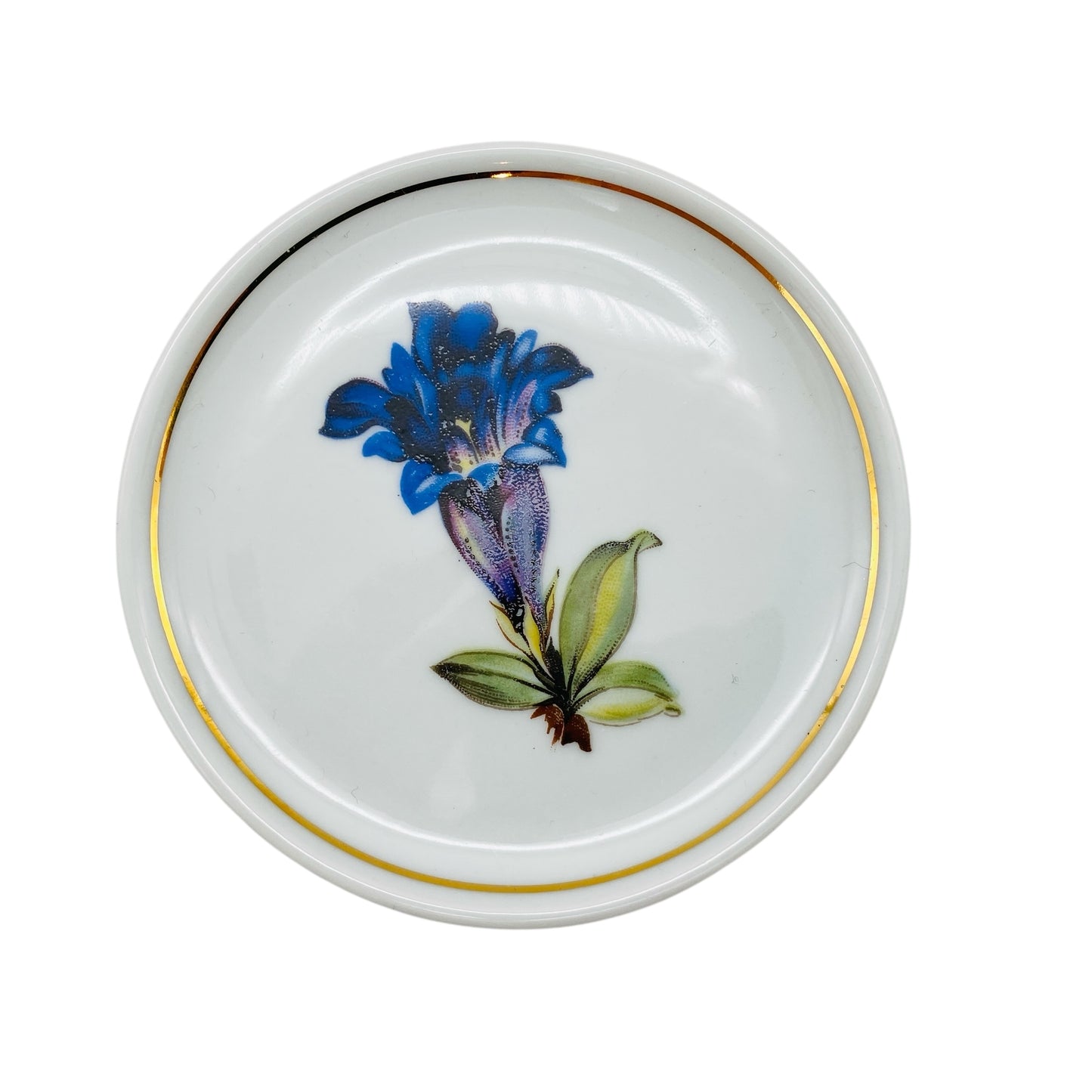 FLOSS Porzellan Manufaktur Untersetzer Enzian Goldrand 3er Set Teller