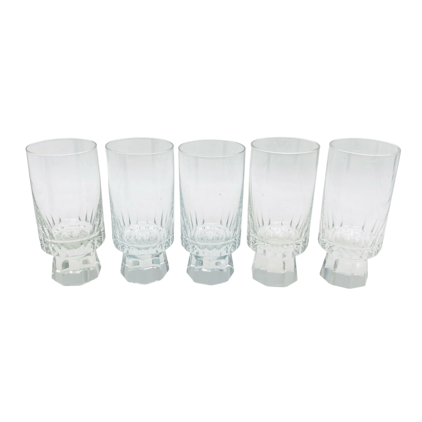 FRIEDRICH Glas Sektgläser 5er Set Serie Konsul beschliffen Facetten transparent 60er 70er Jahre