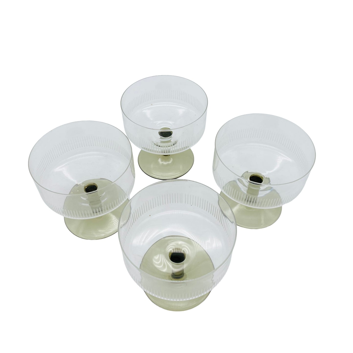 FRIEDRICH Glas Sektschalen Rauchglas Sektgläser 60er Jahre Mid Century Schliff