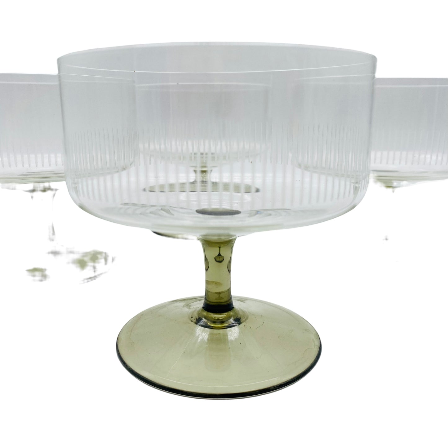 FRIEDRICH Glas Sektschalen Rauchglas Sektgläser 60er Jahre Mid Century Schliff