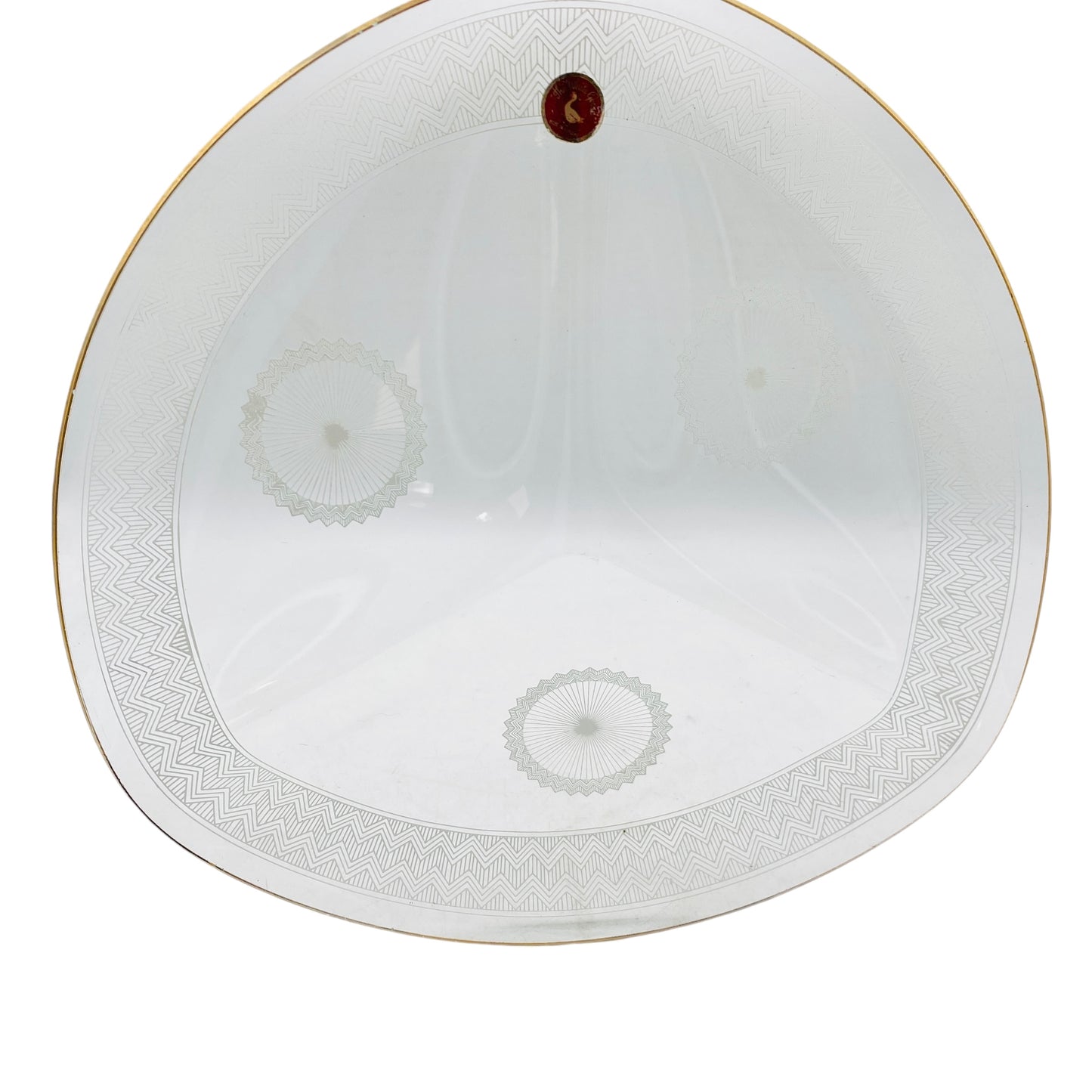 Feinglas Schale Emaille bemalt Goldrand gold Glaschale 50er 60er