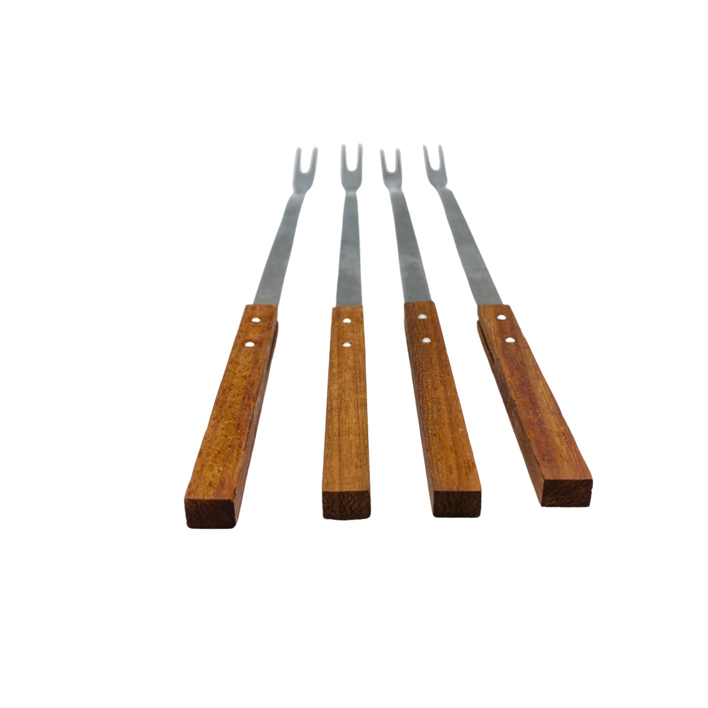 Fonduegabeln 4er Set Holz Edelstahl Vintage 60er 70er Mid Century Gabeln