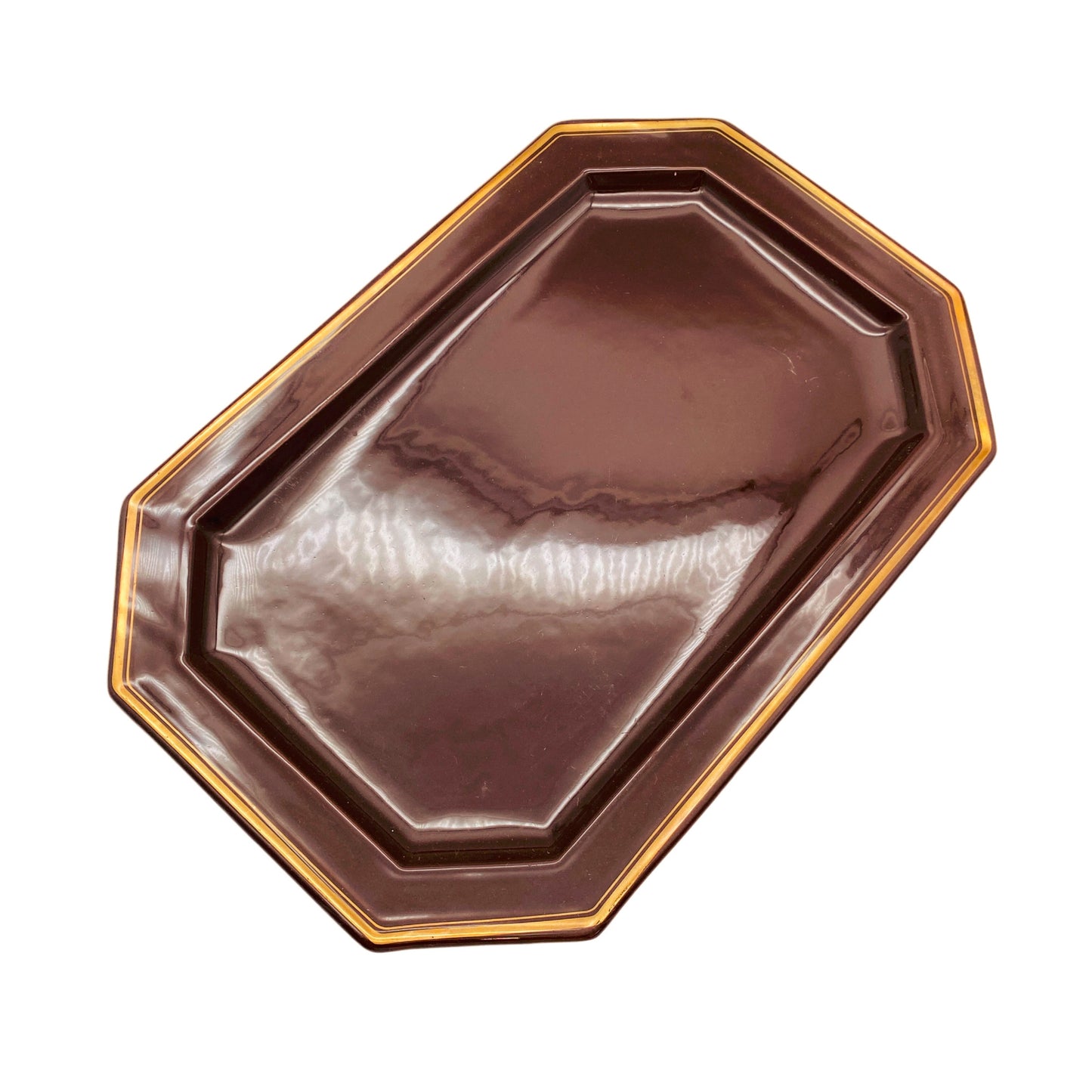 GALLO Leonardo Goldtopas Steingut Keramik Platte Schale braun Goldrand