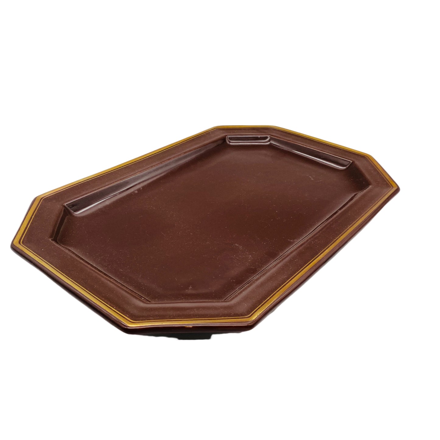 GALLO Leonardo Goldtopas Steingut Keramik Platte Schale braun Goldrand