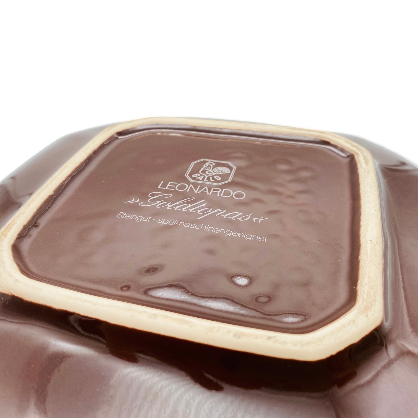 GALLO Leonardo Goldtopas Steingut Keramik Schale Schüssel braun Goldrand