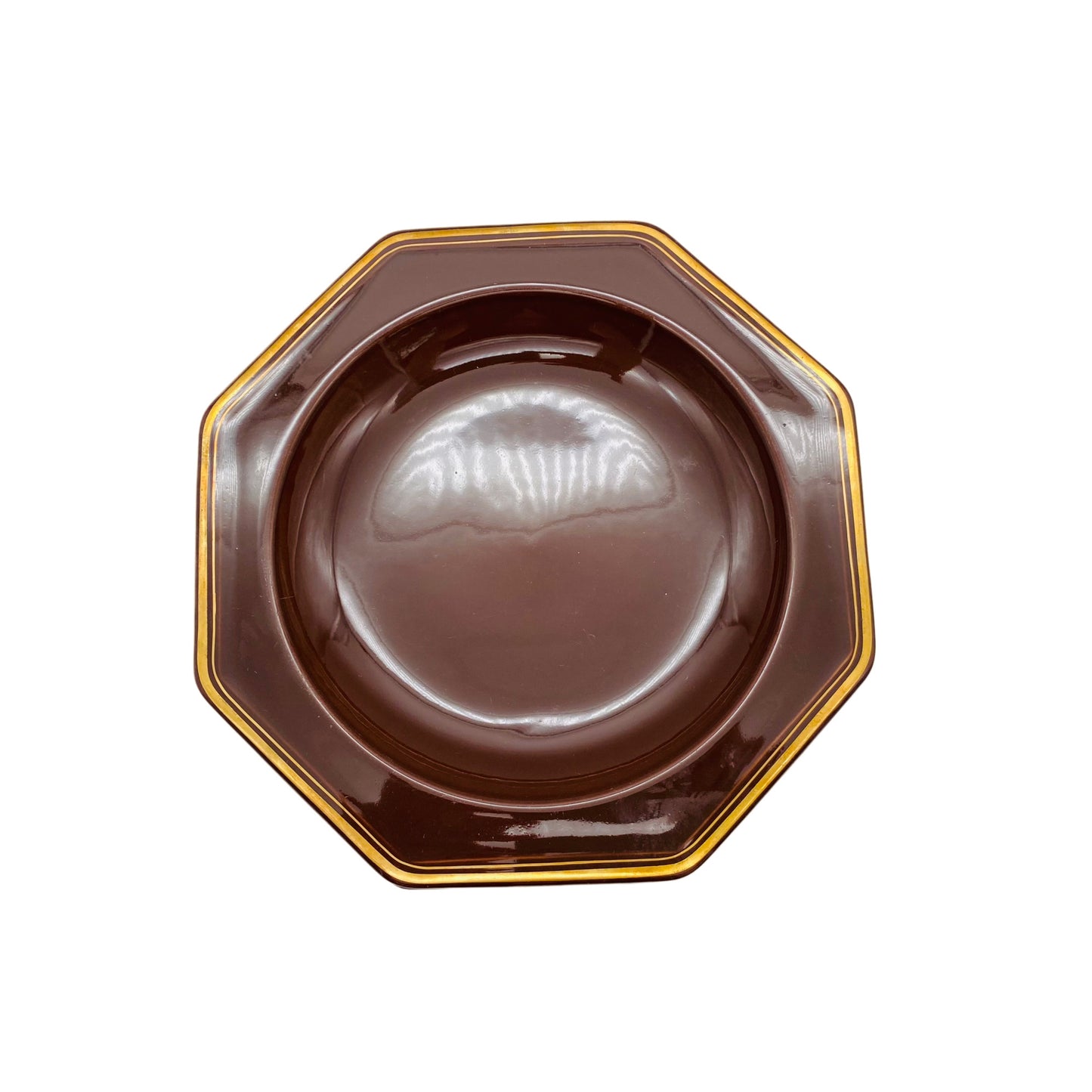 GALLO Leonardo Goldtopas Steingut Keramik Suppenteller 6er Set braun Goldrand