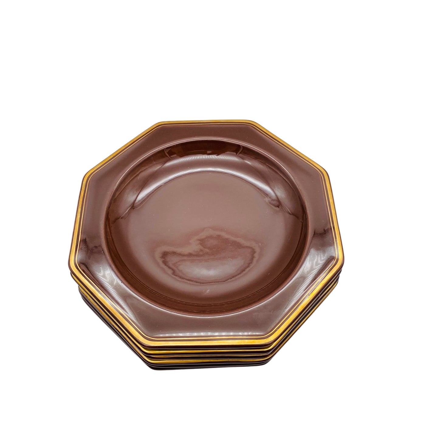 GALLO Leonardo Goldtopas Steingut Keramik Suppenteller 6er Set braun Goldrand