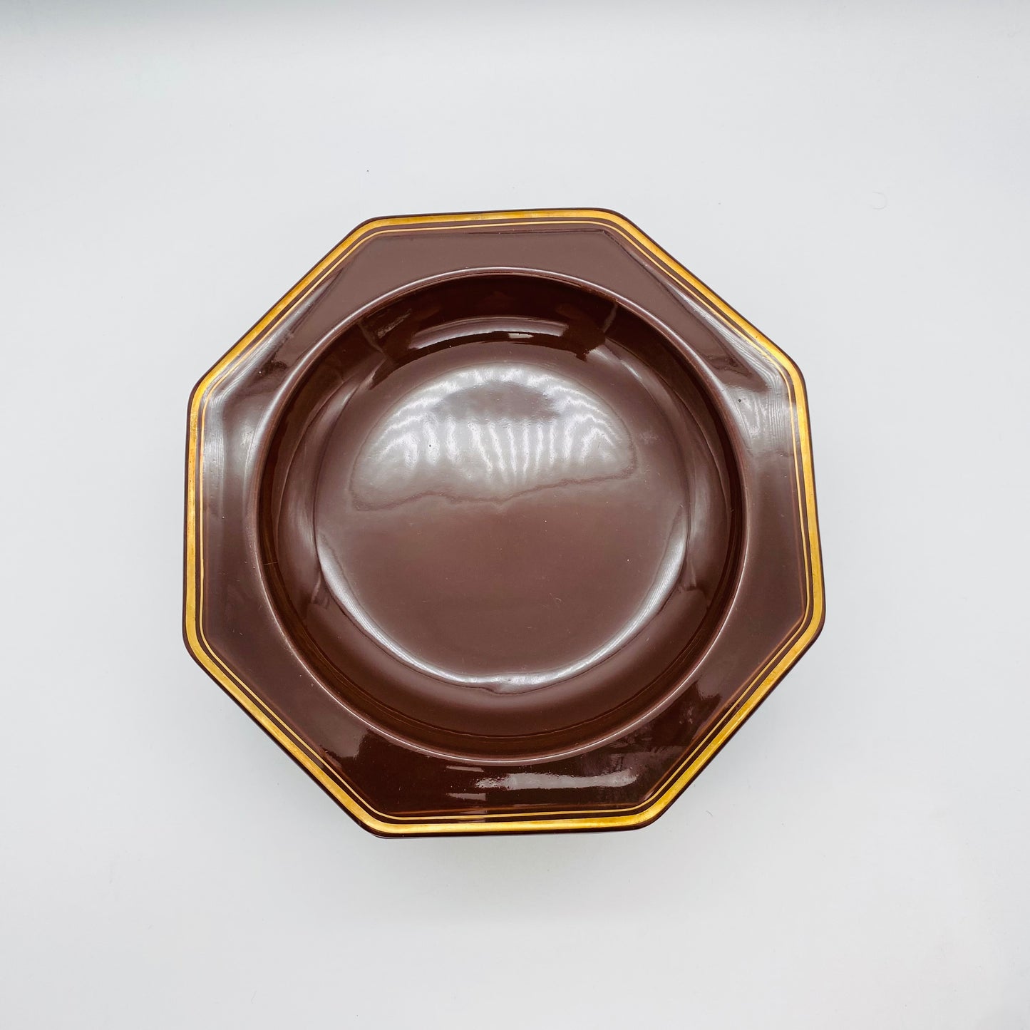 GALLO Leonardo Goldtopas Steingut Keramik Suppenteller 6er Set braun Goldrand