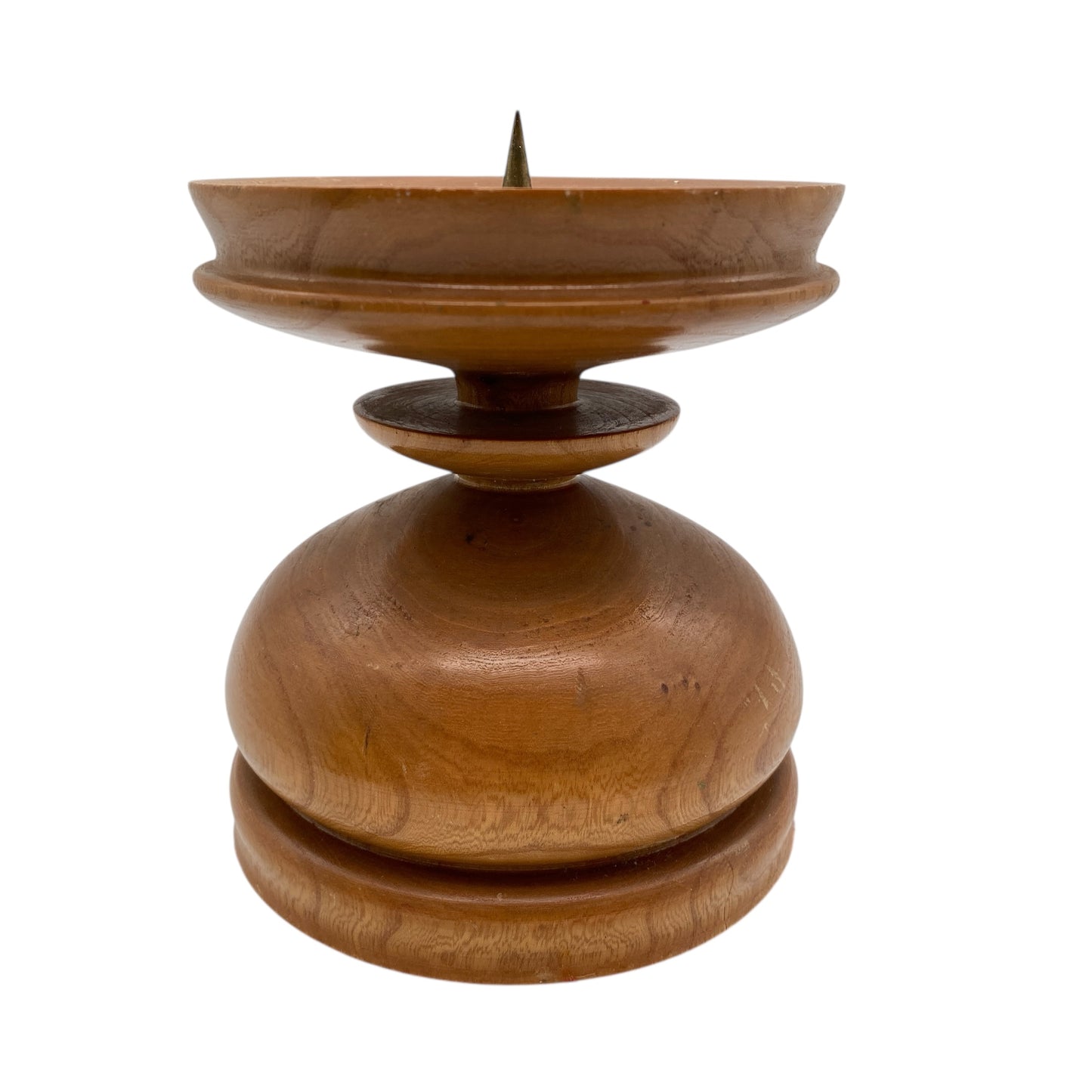 Gedrechselter Kerzenständer für Stumpenkerzen Vintage Design 60er 70er Jahre Messing Dorn