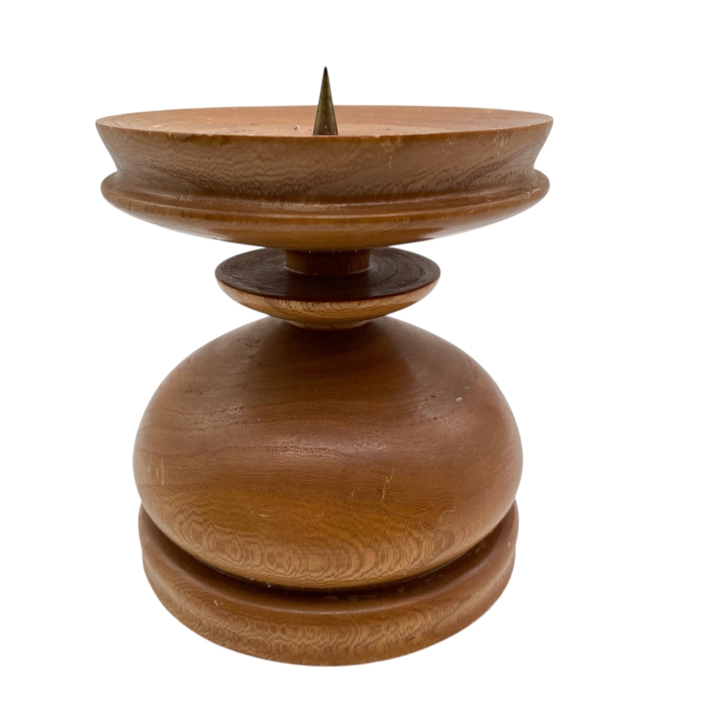 Gedrechselter Kerzenständer für Stumpenkerzen Vintage Design 60er 70er Jahre Messing Dorn