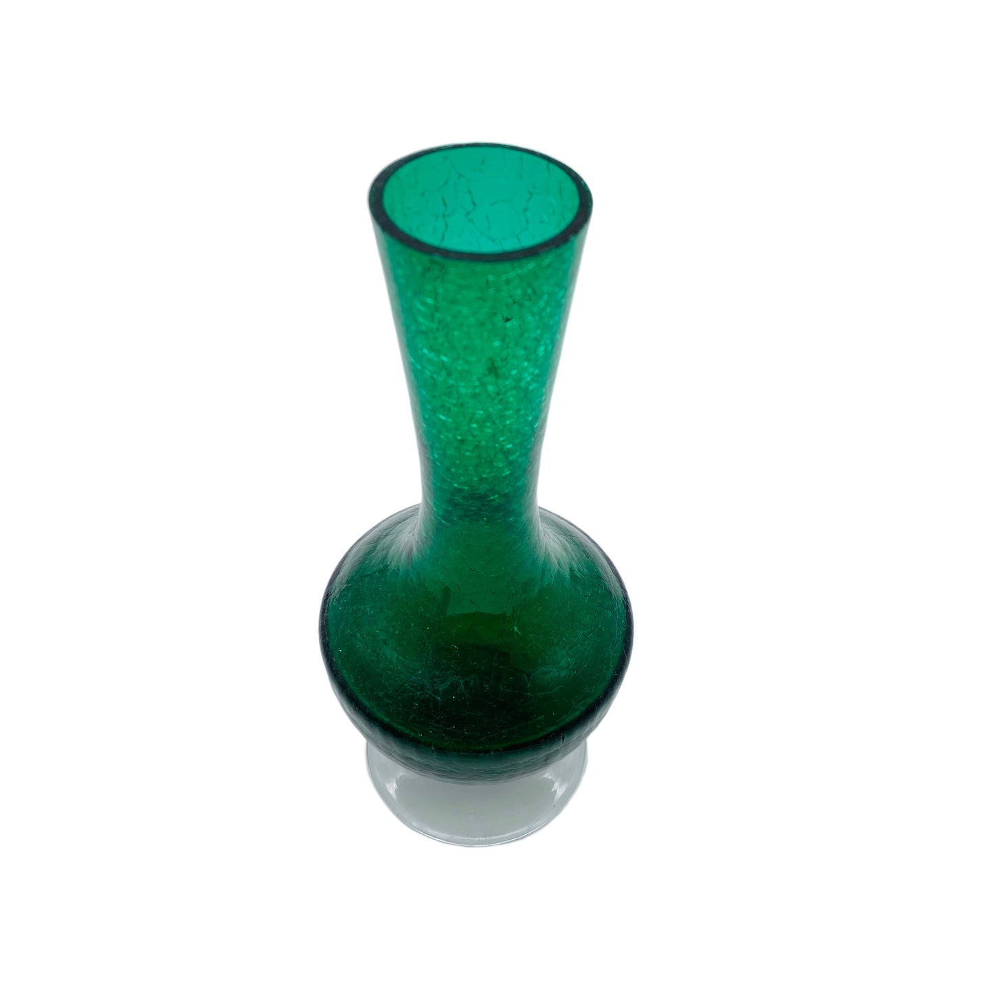 Glas Vase grün klar Craquele 60er 70er Jahre Vintage