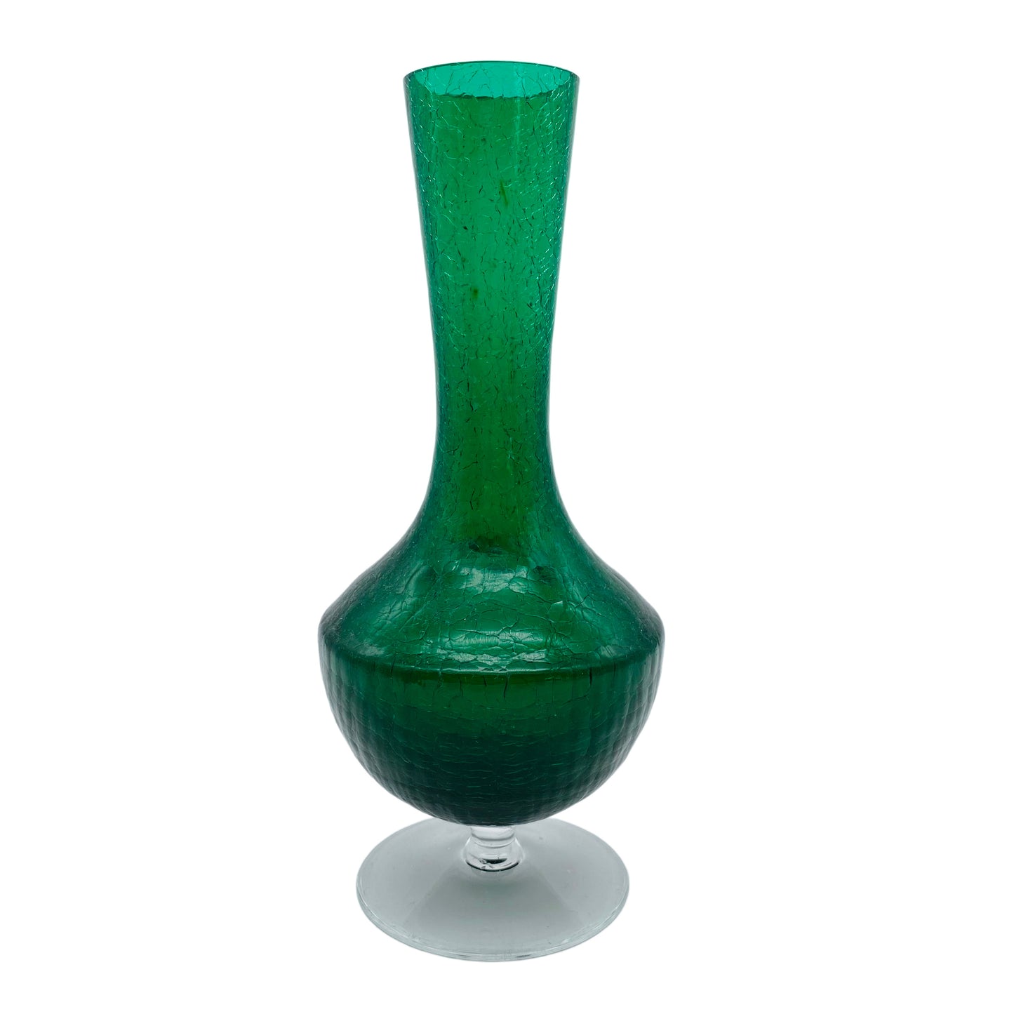 Glas Vase grün klar Craquele 60er 70er Jahre Vintage