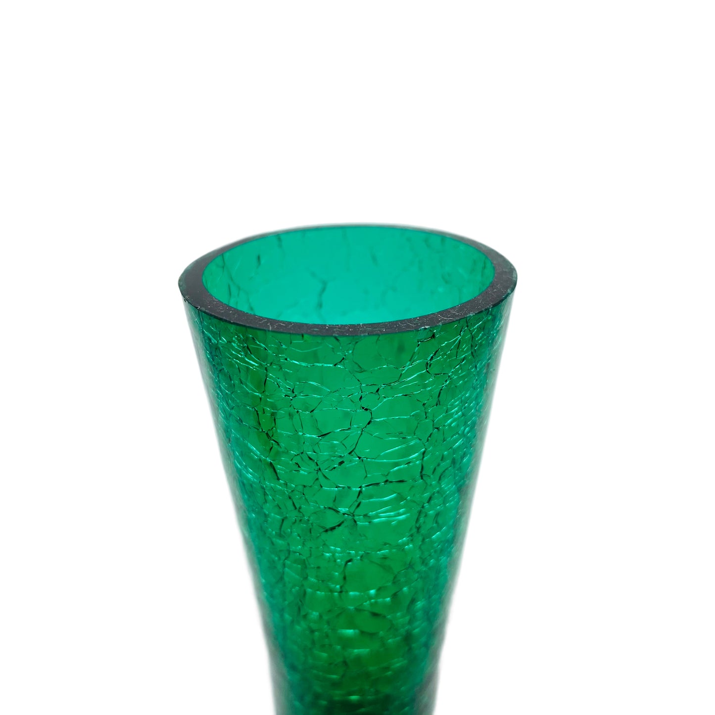 Glas Vase grün klar Craquele 60er 70er Jahre Vintage