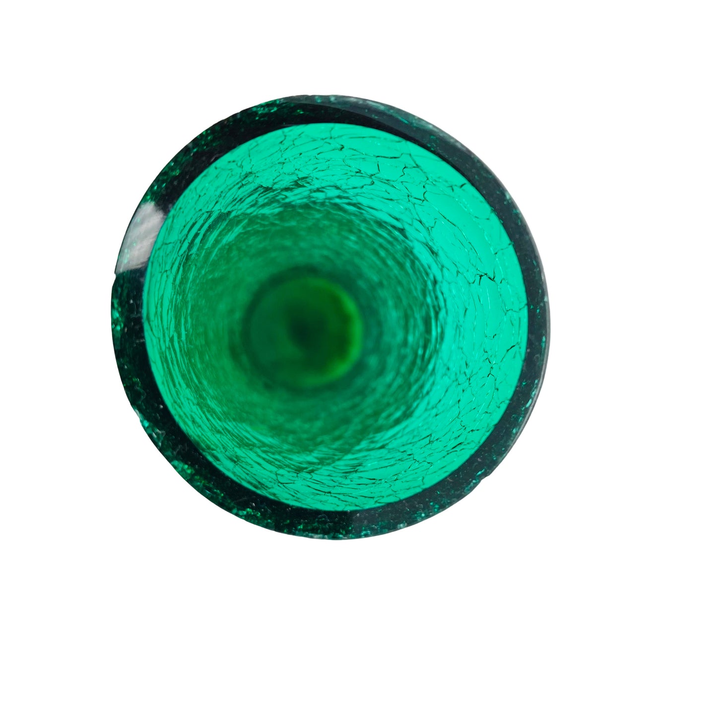 Glas Vase grün klar Craquele 60er 70er Jahre Vintage