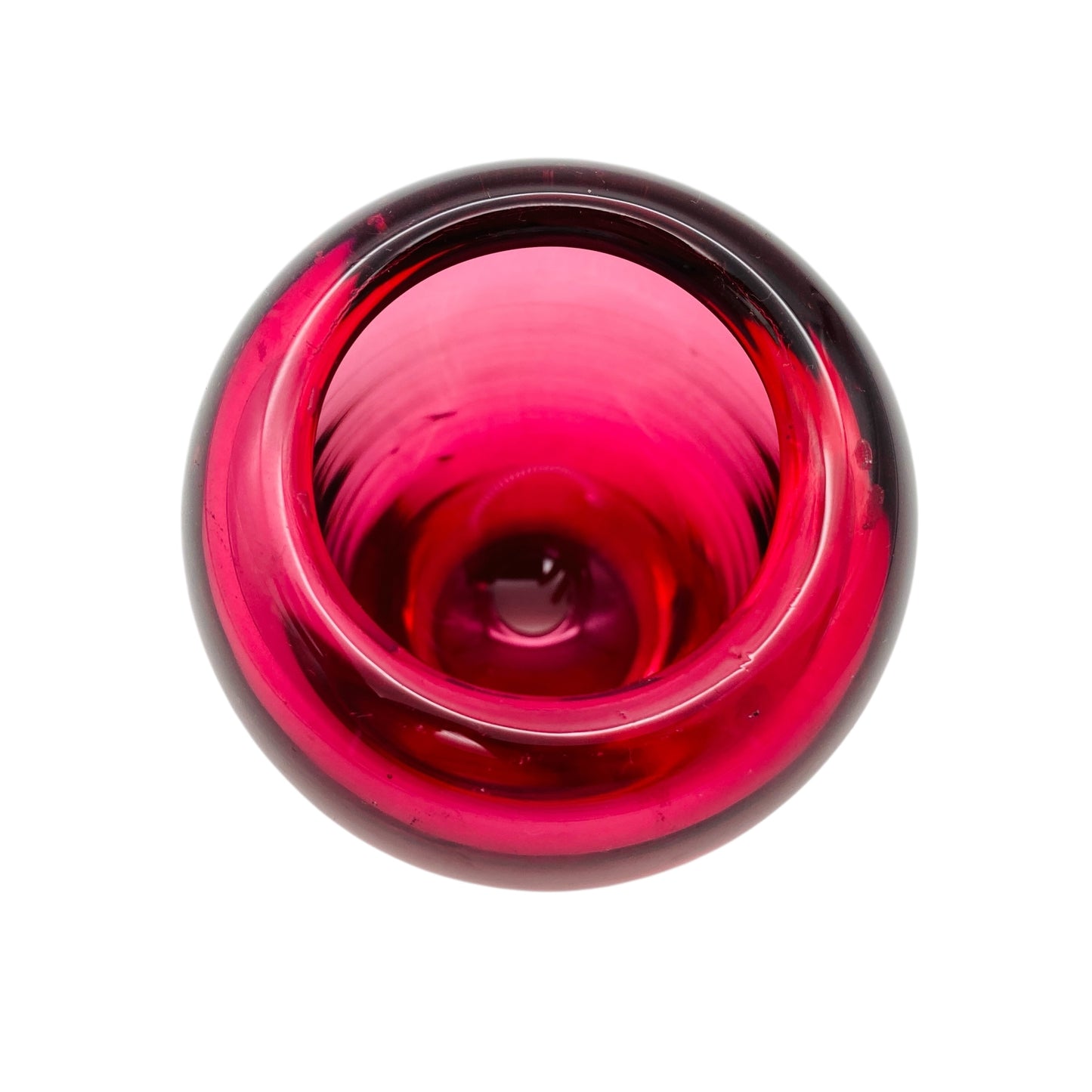 Glasvase in Fuchsia Rot Pink Überfang transparent im Modern Mid Century Design der 60er Jahre