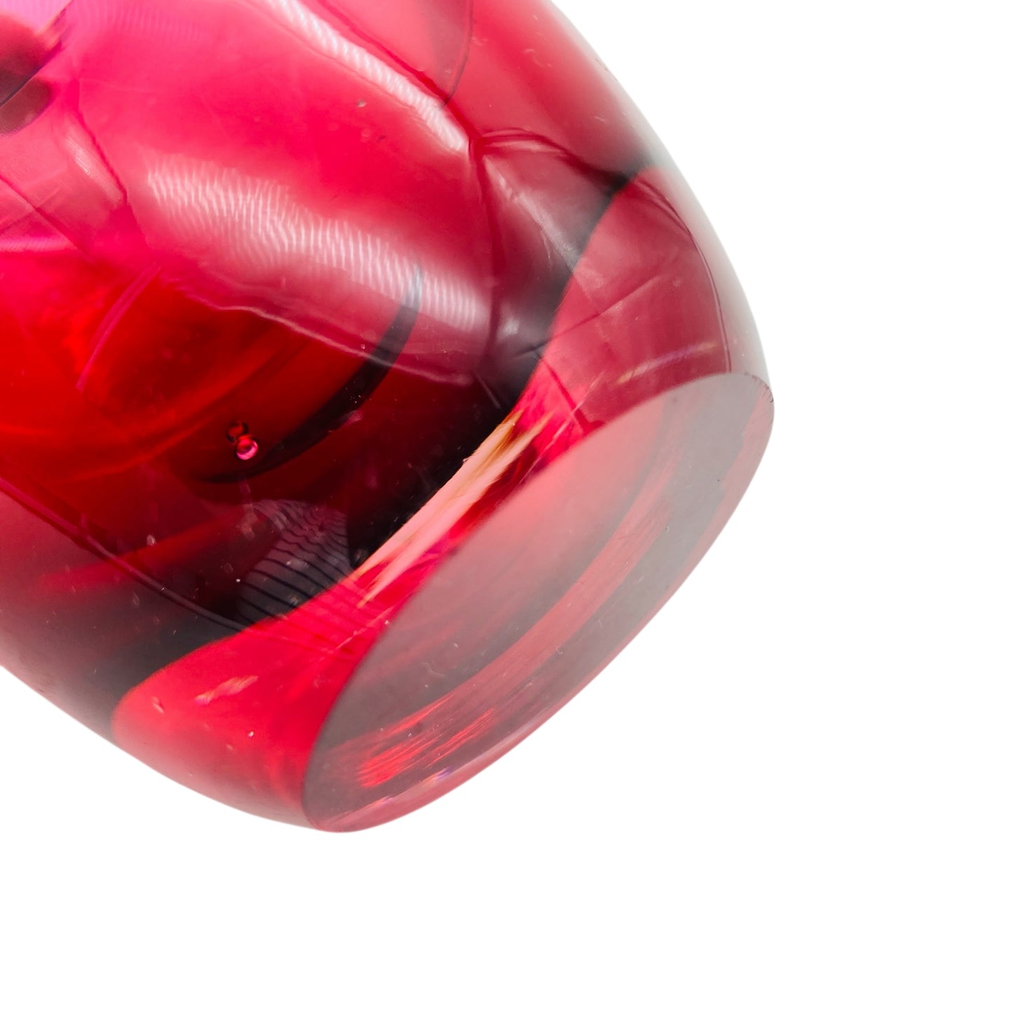 Glasvase in Fuchsia Rot Pink Überfang transparent im Modern Mid Century Design der 60er Jahre