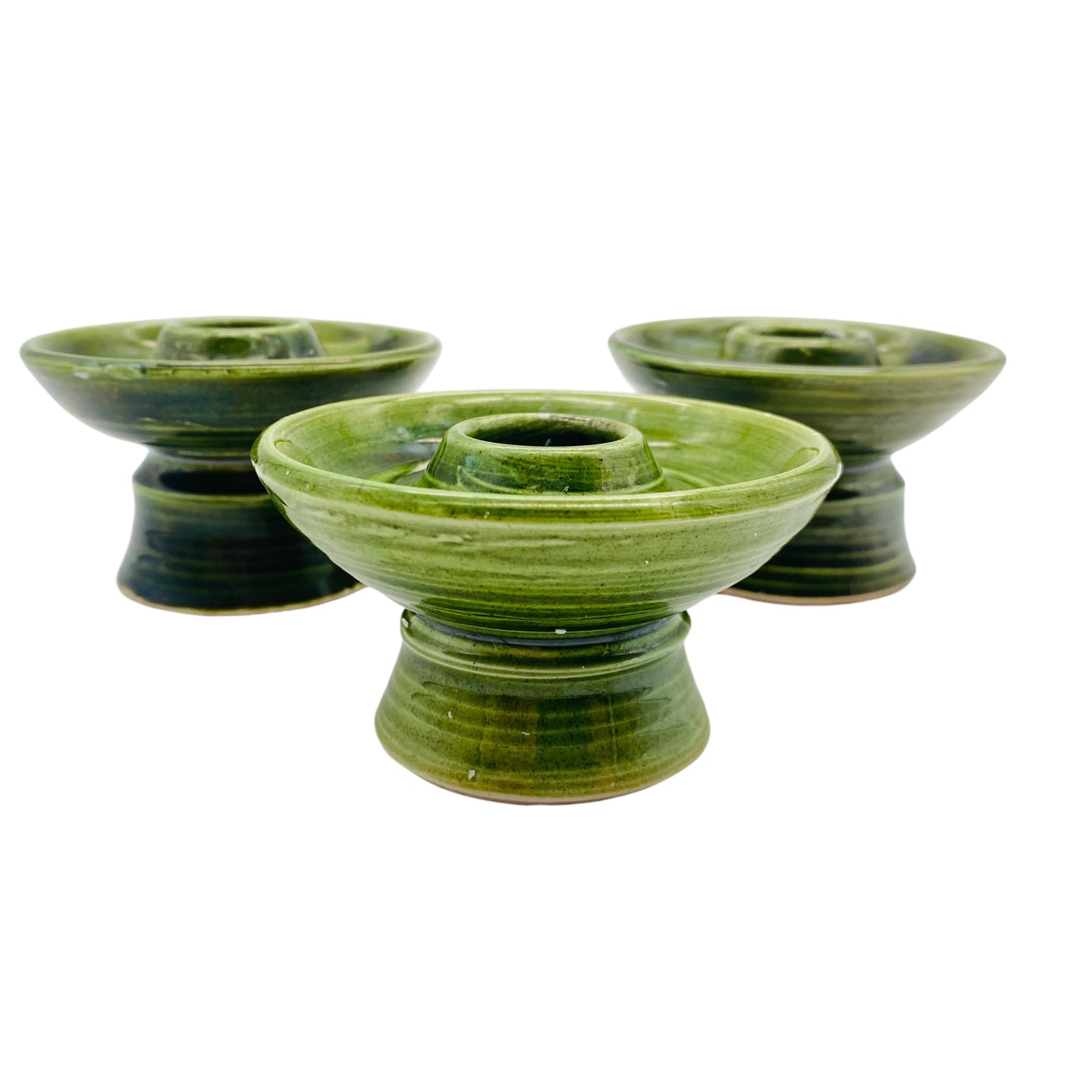 Grünes Kerzenhalter Set 60er 70er Jahre Vintage Kerzenständer Keramik