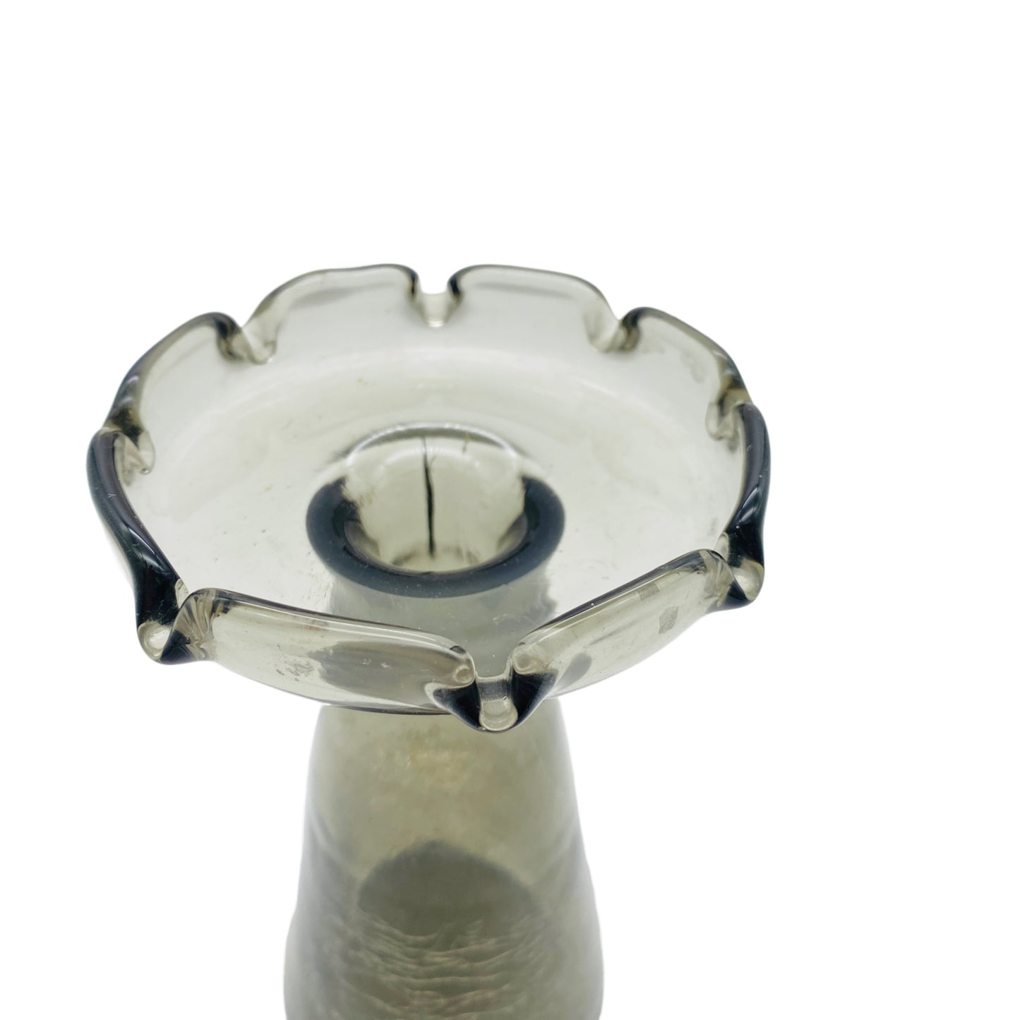 Hyazinthenvase Rauchglas Vintage Craquele Glas 60er 70er Vase