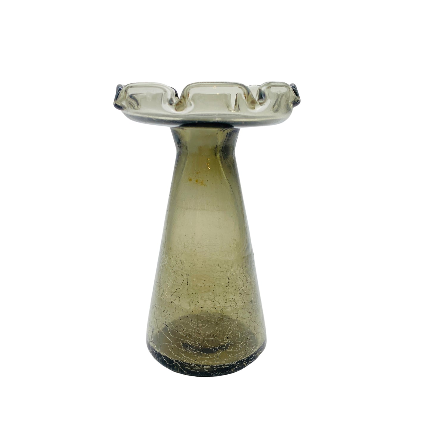 Hyazinthenvase Rauchglas Vintage Craquele Glas 60er 70er Vase