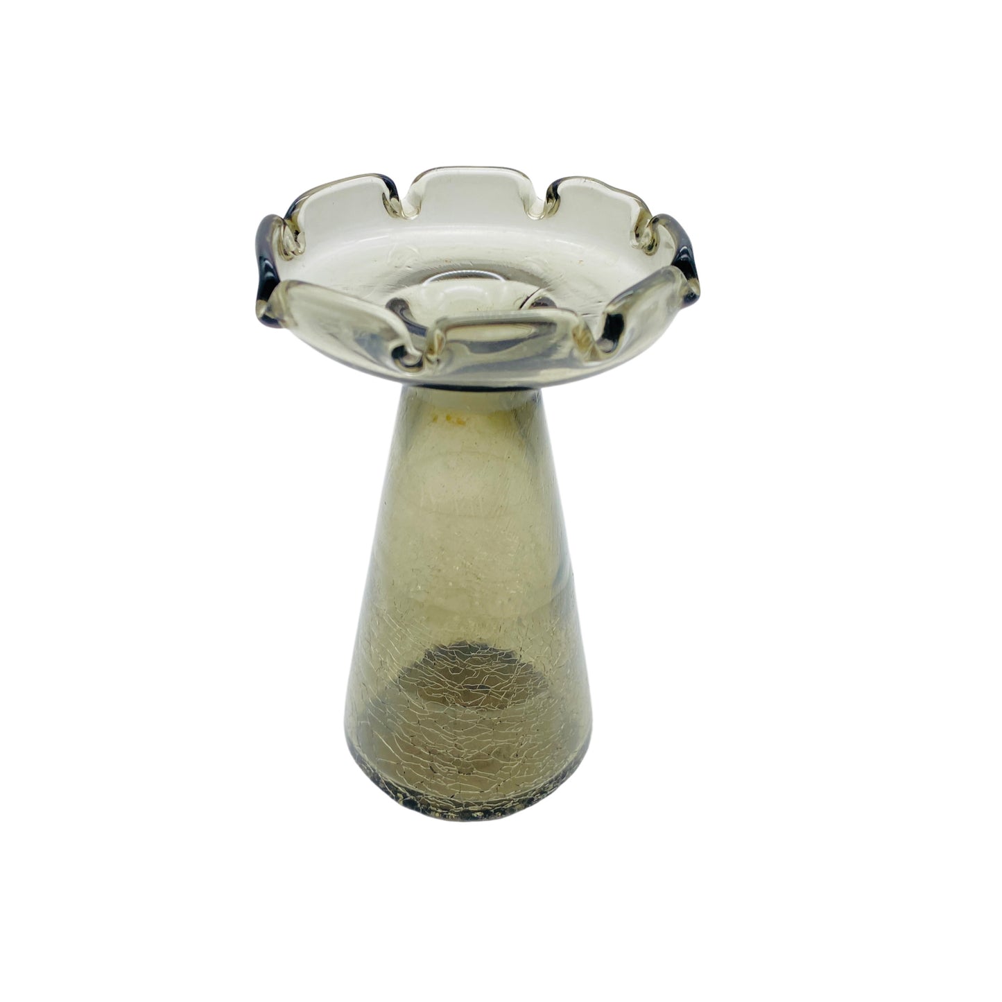Hyazinthenvase Rauchglas Vintage Craquele Glas 60er 70er Vase