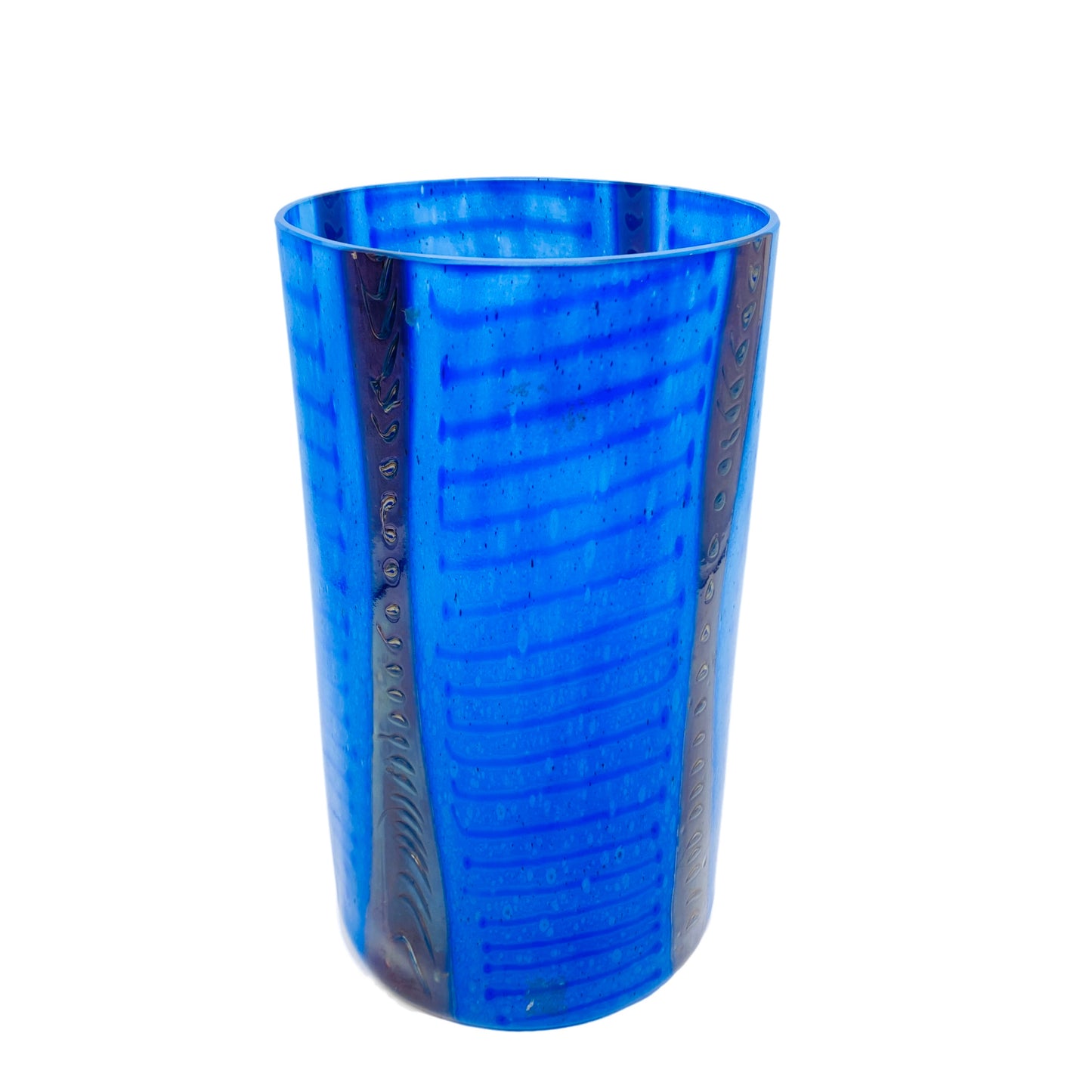 Vase blau 80er 90er Vintage modern Glas Blumenvase Dekoration