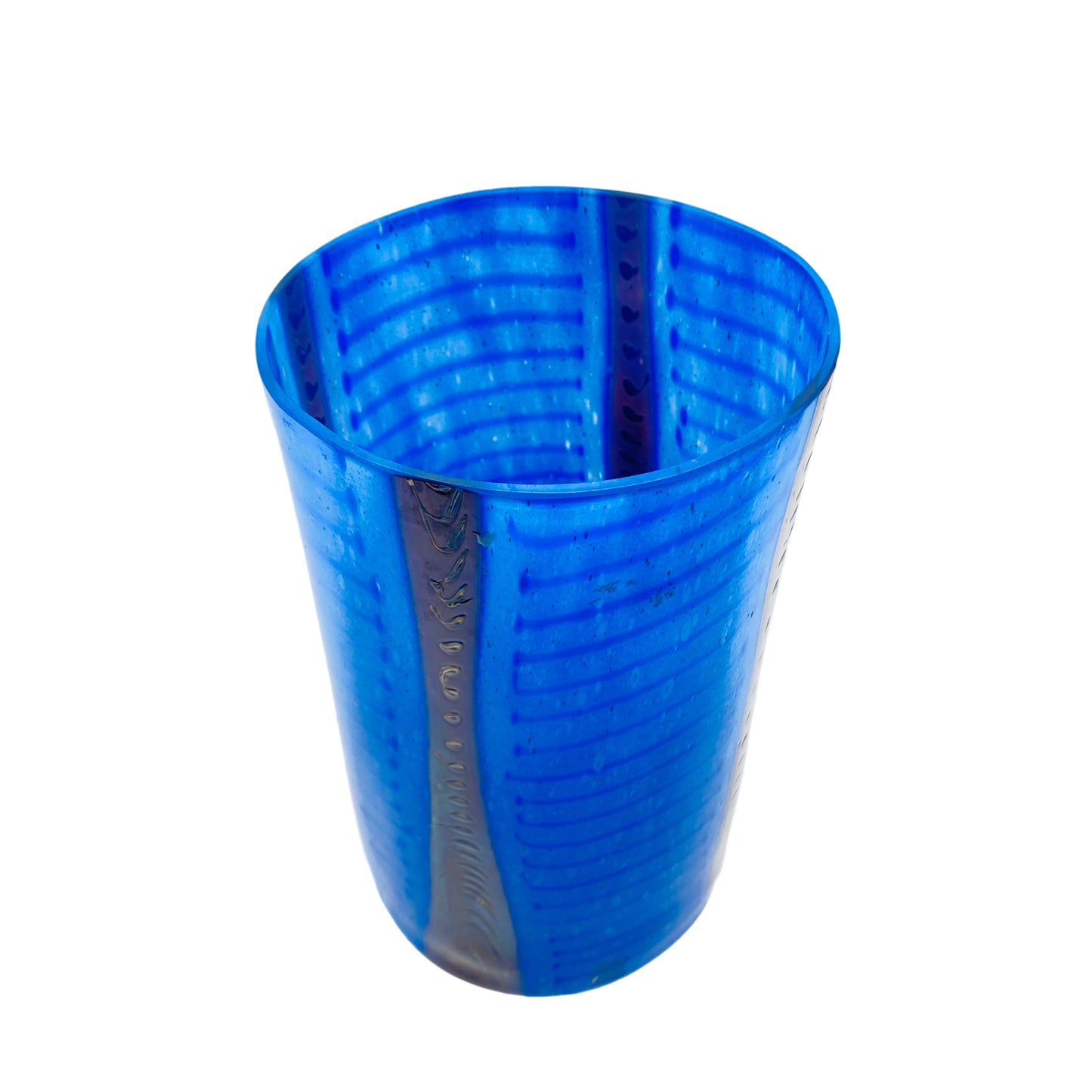 Vase blau 80er 90er Vintage modern Glas Blumenvase Dekoration