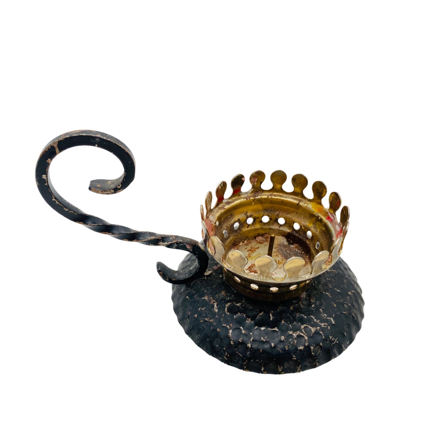 Windlicht Eisen Glas satiniert schwarz weiß Mid Century 60er Jahre