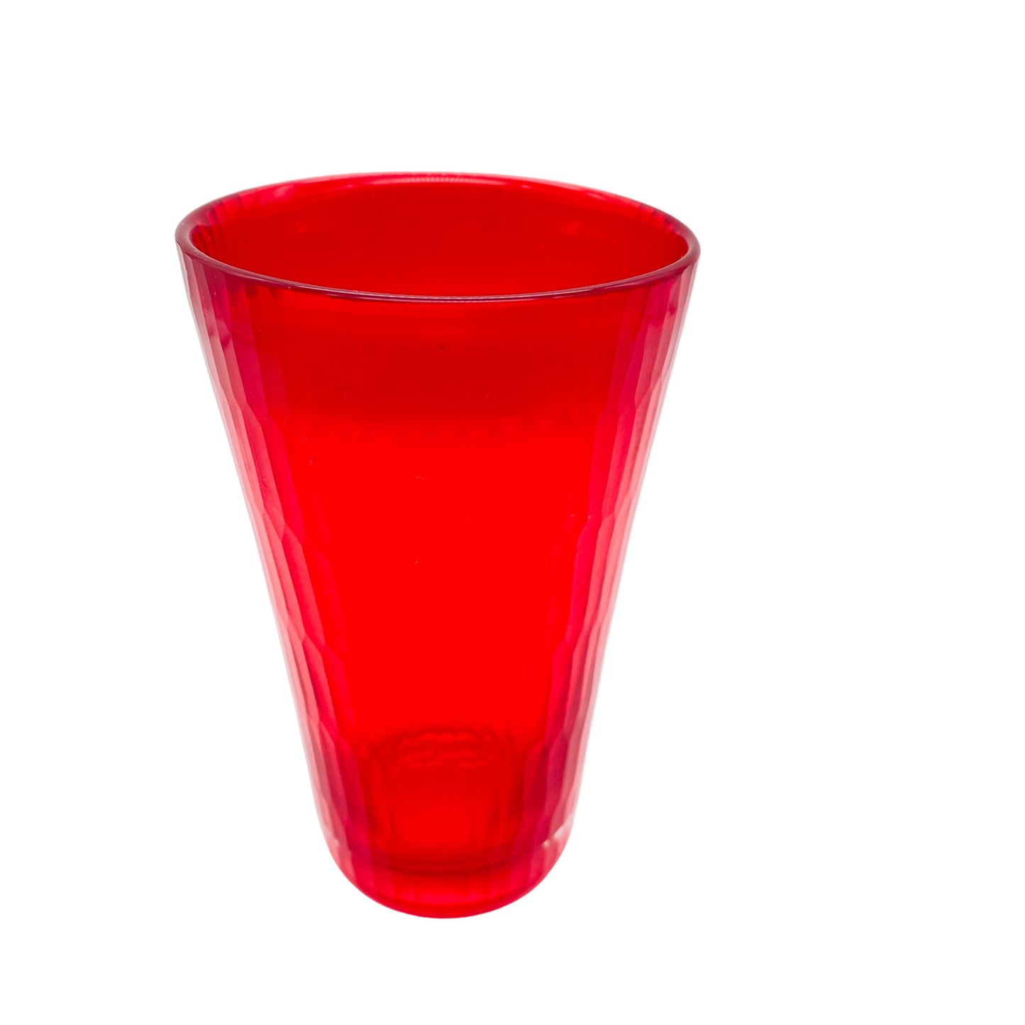 Bechervase rot beschliffen Strukturoptik Vintage 70er 80er Vase Glas