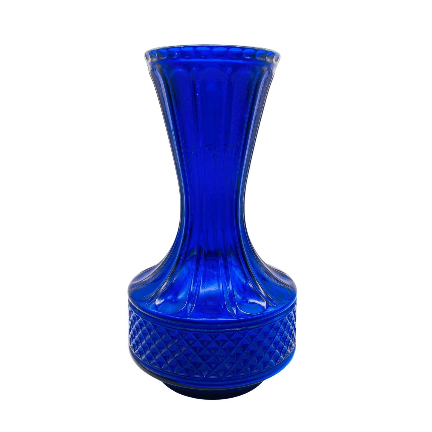 Vase blau Pressglas 70er 80er Vintage Dekoration Glas
